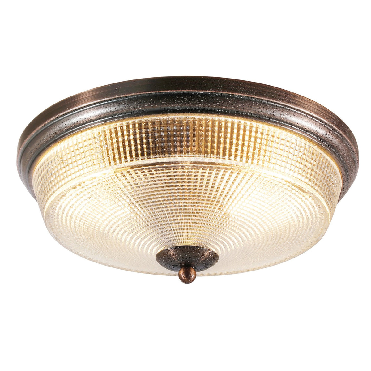 Arlington IP44 Ceiling Light in Bronze with Prismatic Glass