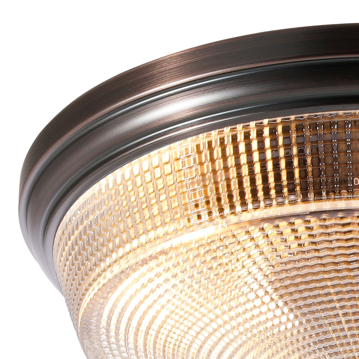 Arlington IP44 Ceiling Light in Bronze with Prismatic Glass