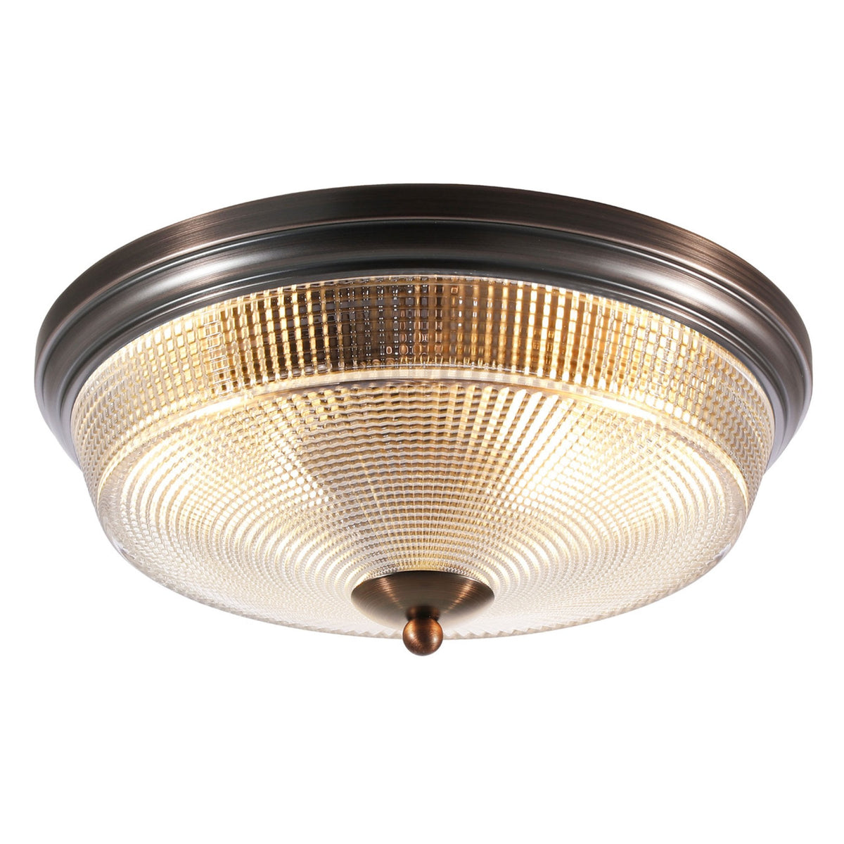 Arlington IP44 Ceiling Light in Bronze with Prismatic Glass