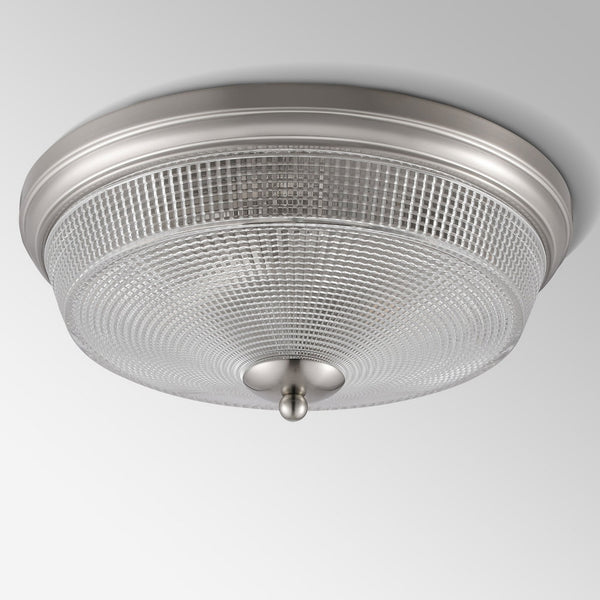 Arlington IP44 Ceiling Light in Satin Nickel with Prismatic Glass