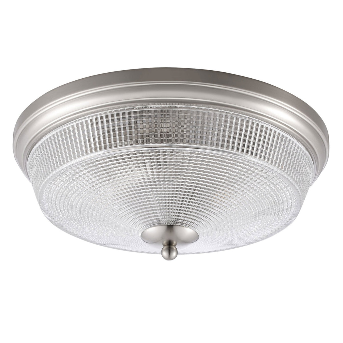 Arlington IP44 Ceiling Light in Satin Nickel with Prismatic Glass