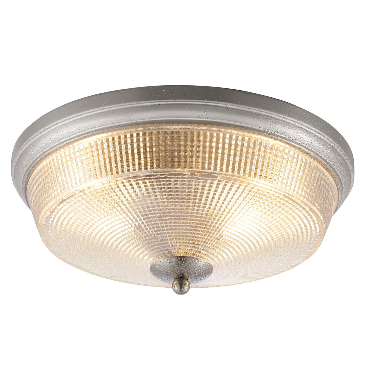 Arlington IP44 Ceiling Light in Satin Nickel with Prismatic Glass