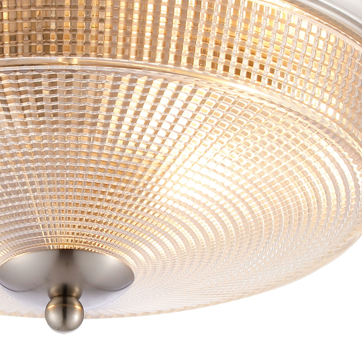 Lumiere Arlington IP44 Ceiling Light in Satin Nickel with Prismatic Glass