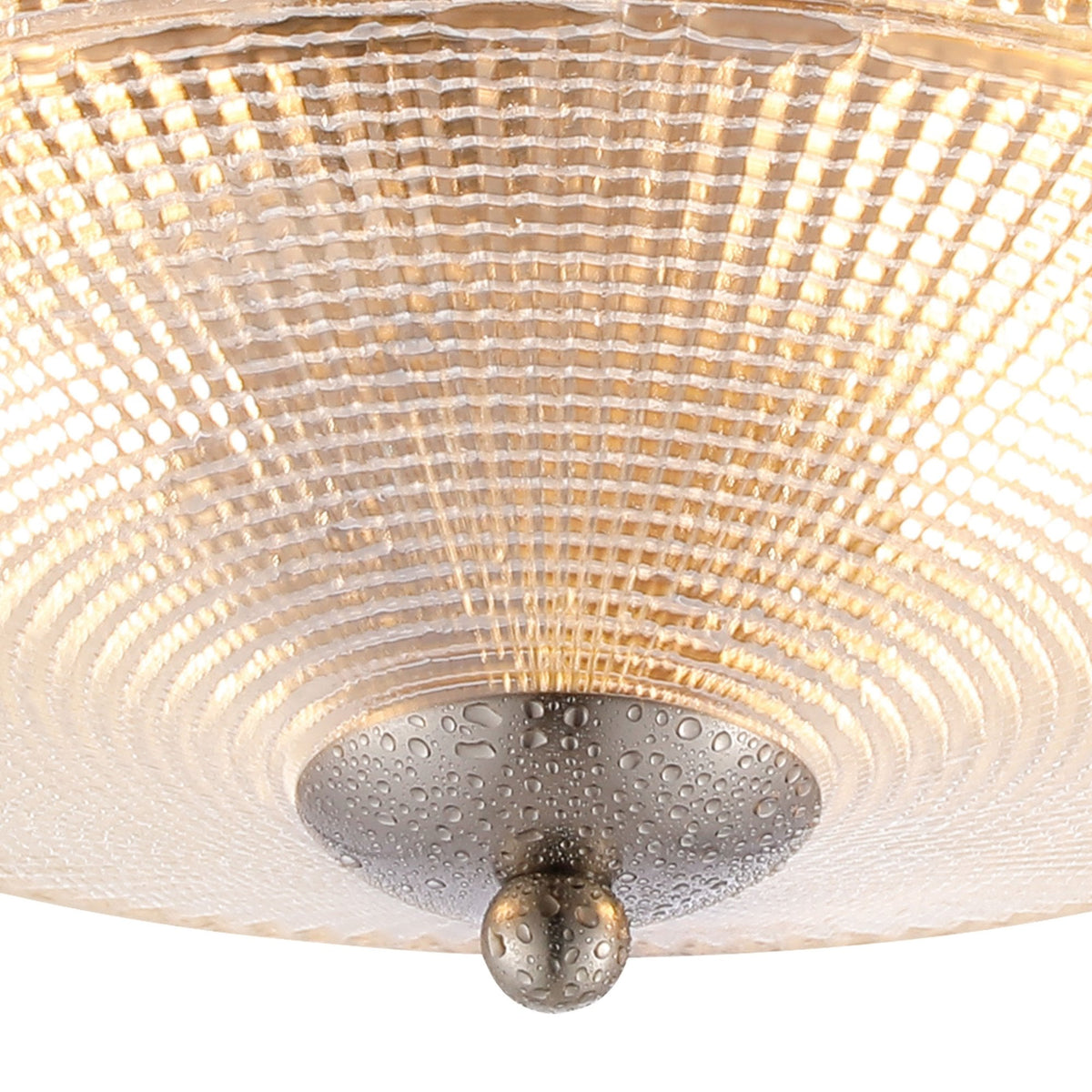Lumiere Arlington IP44 Ceiling Light in Satin Nickel with Prismatic Glass