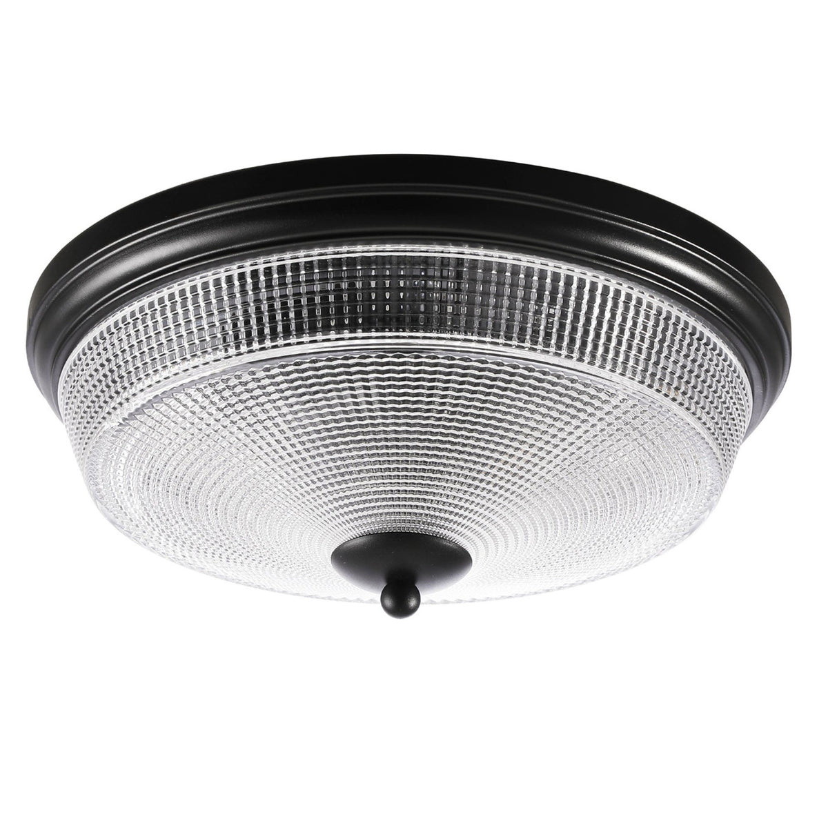 Arlington IP44 Ceiling Light in Satin Black with Prismatic Glass