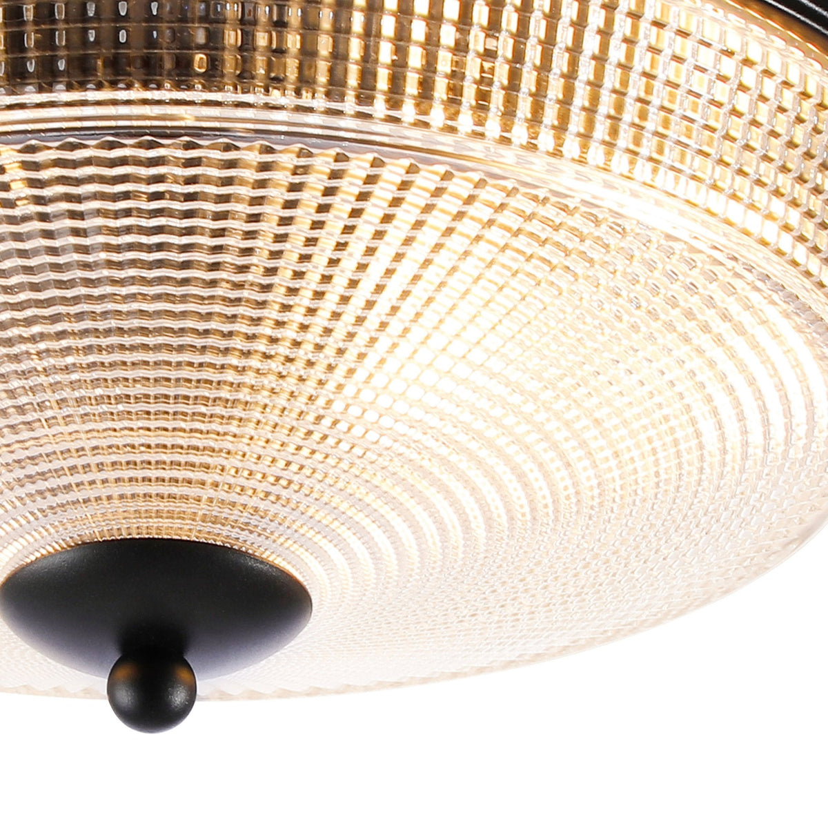 Arlington IP44 Ceiling Light in Satin Black with Prismatic Glass