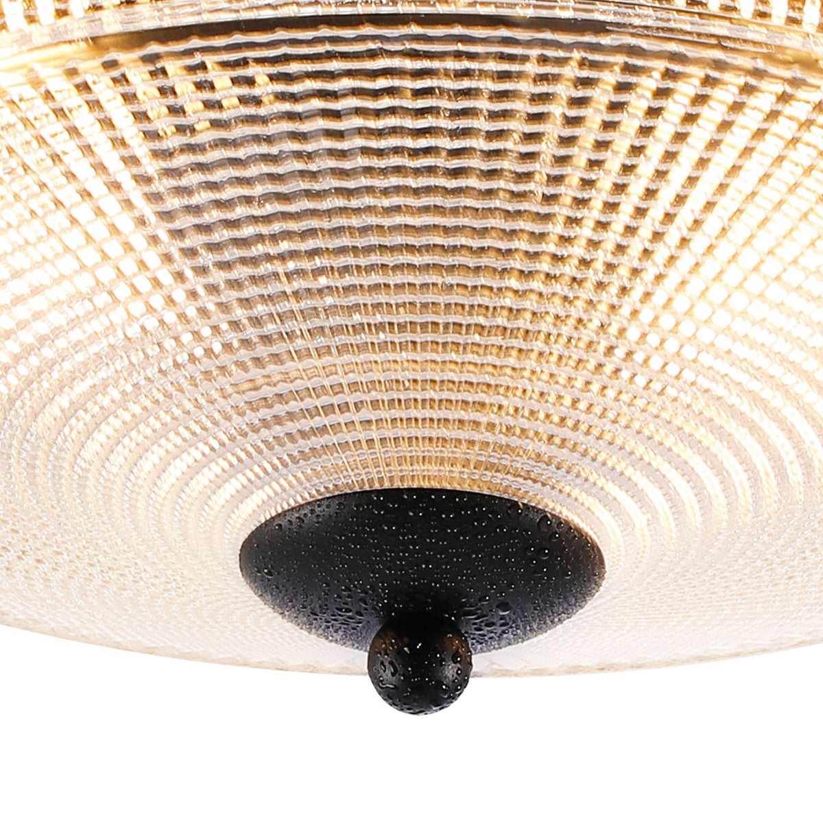 Arlington IP44 Ceiling Light in Satin Black with Prismatic Glass