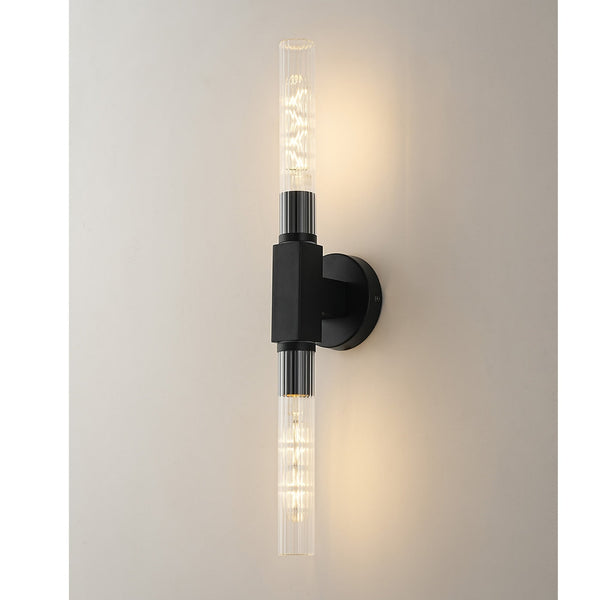 Ashill IP44 2 Lamp Bathroom Wall or Ceiling Light in Satin Black