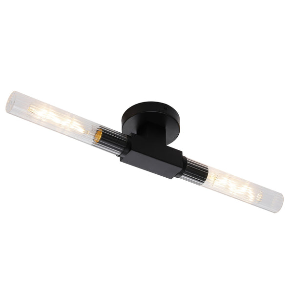 Ashill IP44 2 Lamp Bathroom Wall or Ceiling Light in Satin Black