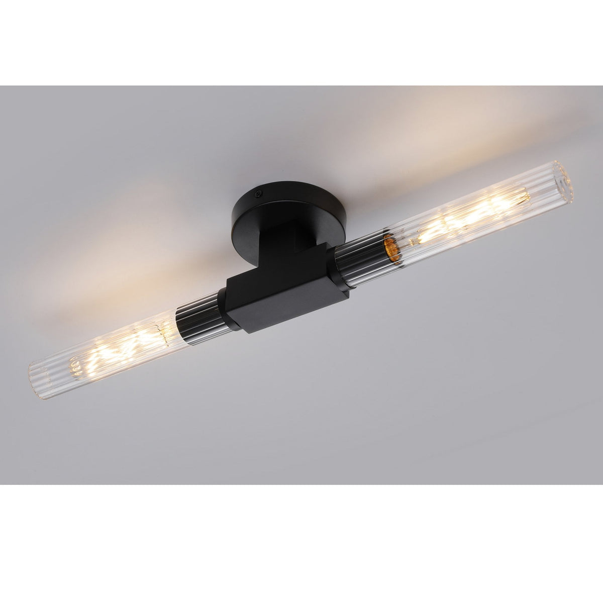 Ashill IP44 2 Lamp Bathroom Wall or Ceiling Light in Satin Black