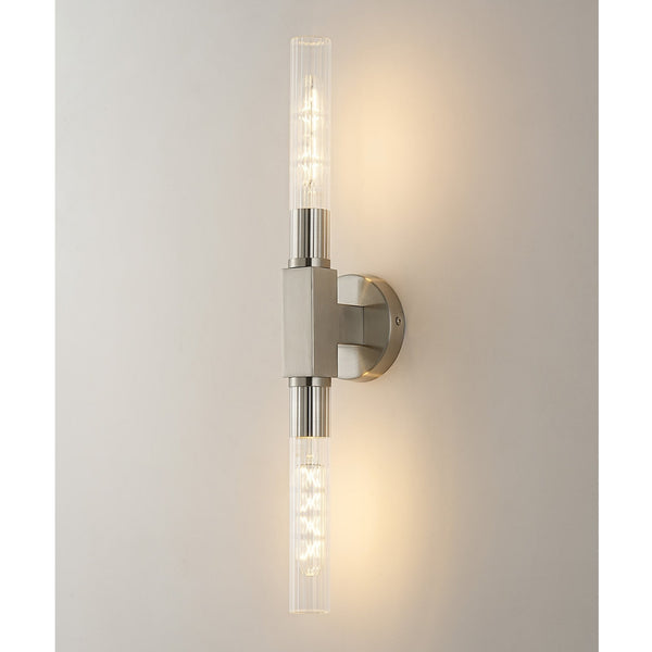 Ashill IP44 2 Lamp Bathroom Wall or Ceiling Light in Satin Nickel