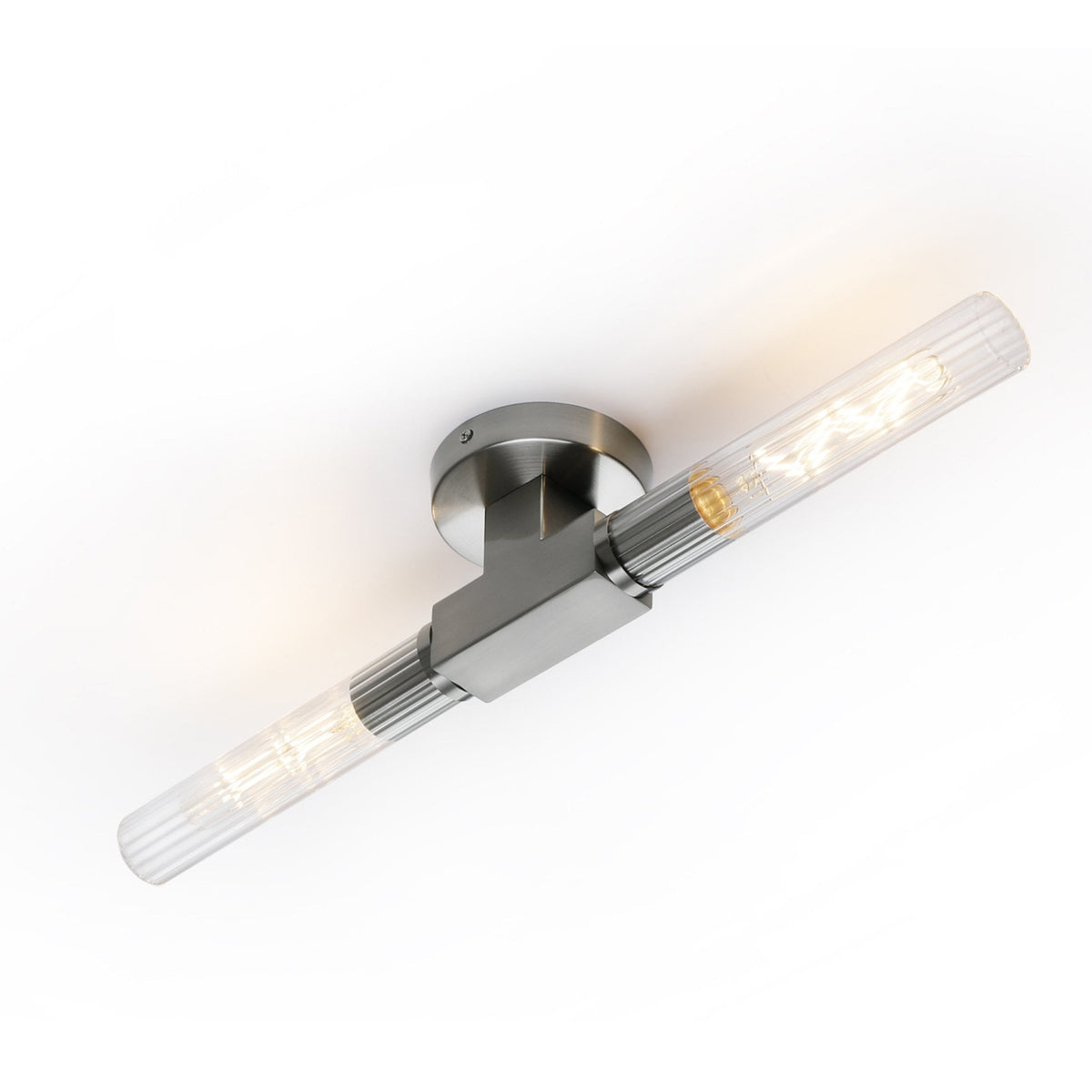 Ashill IP44 2 Lamp Bathroom Wall or Ceiling Light in Satin Nickel