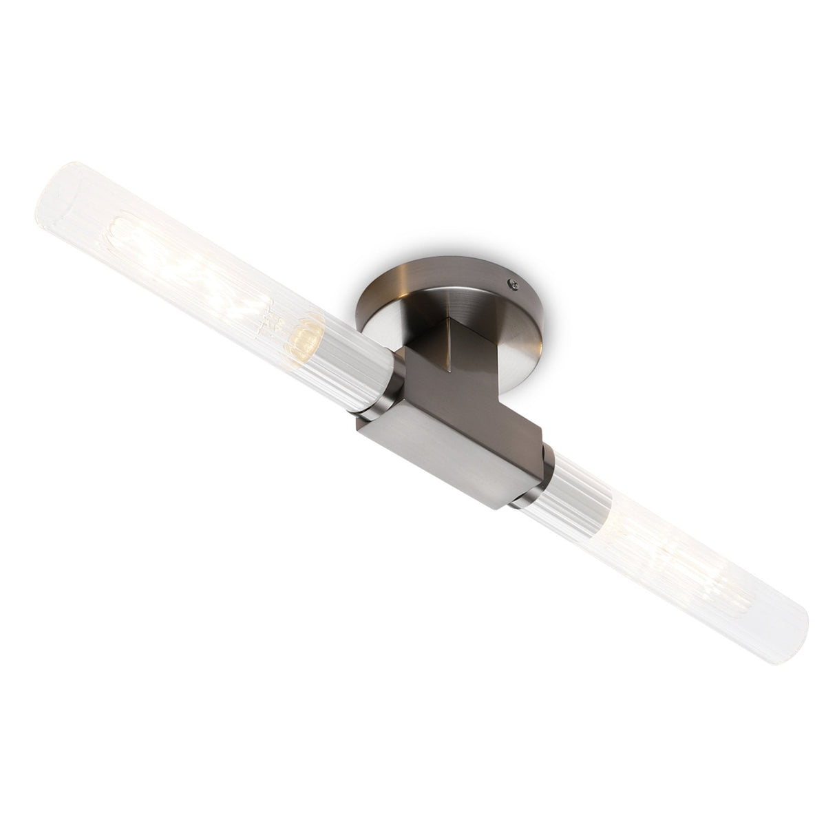 Ashill IP44 2 Lamp Bathroom Wall or Ceiling Light in Satin Nickel