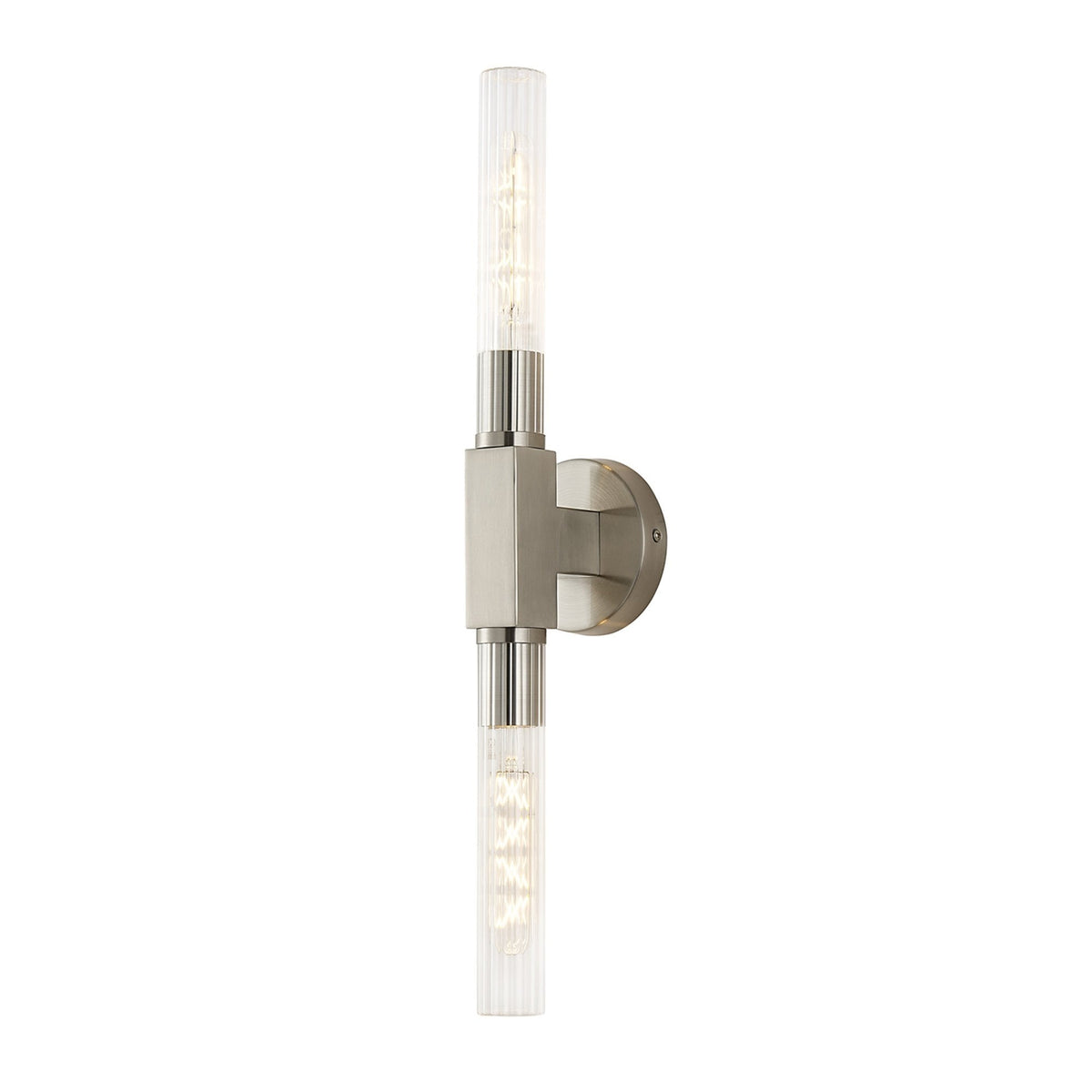 Ashill IP44 2 Lamp Bathroom Wall or Ceiling Light in Satin Nickel