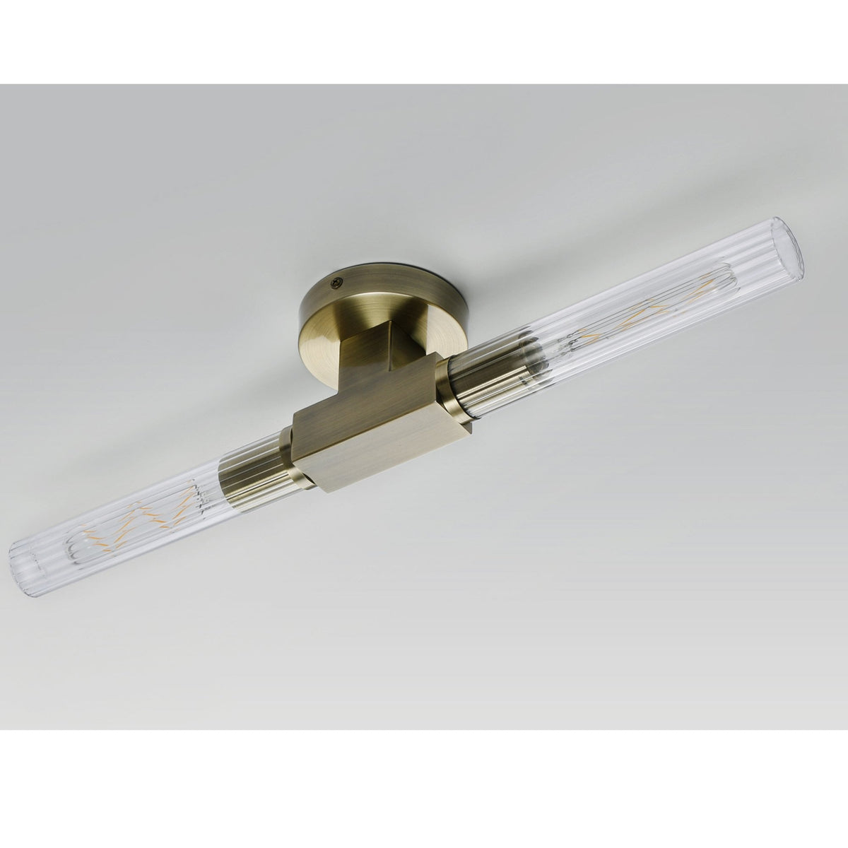 Ashill IP44 2 Lamp Bathroom Wall or Ceiling Light in Antique Brass