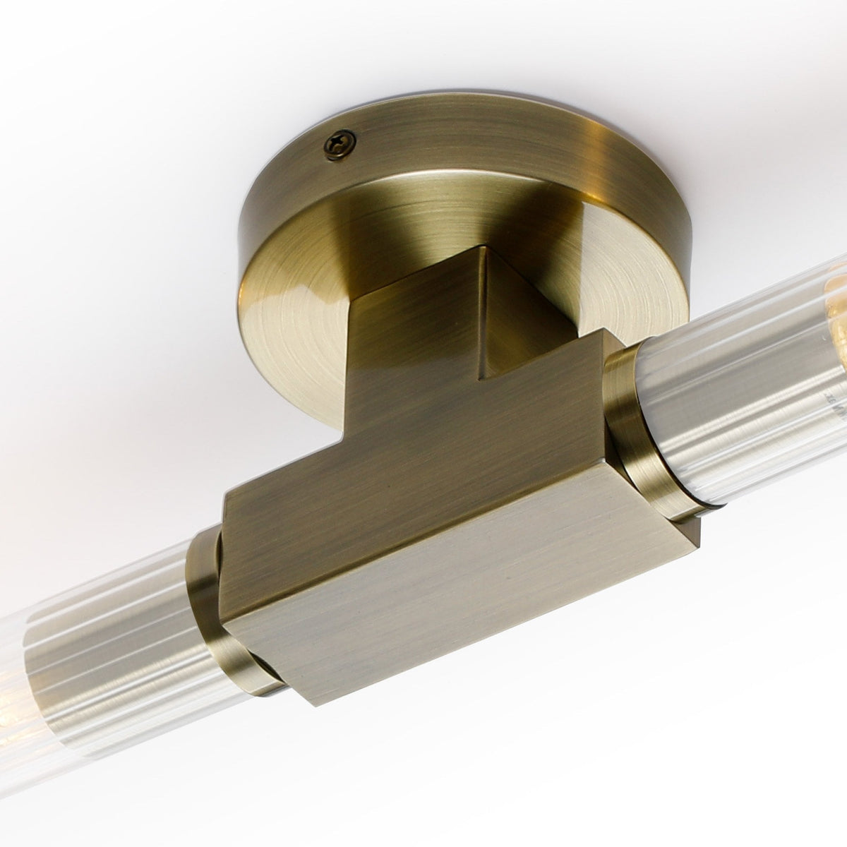 Ashill IP44 2 Lamp Bathroom Wall or Ceiling Light in Antique Brass