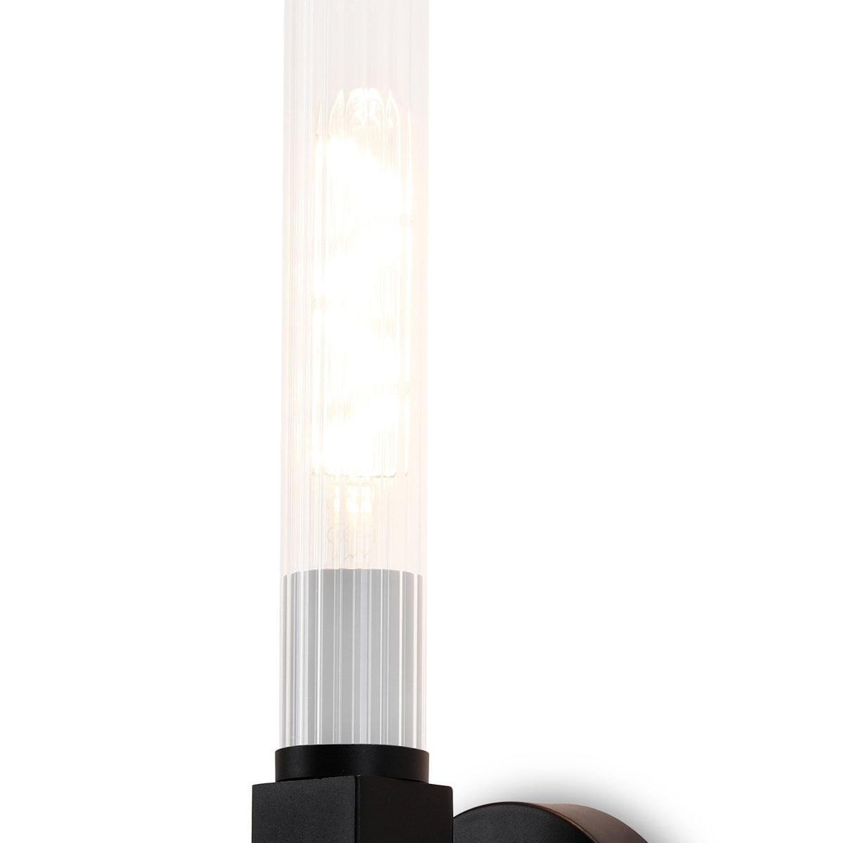 Lumiere Ashill IP44 Bathroom Wall Light in Satin Black, close up of the light