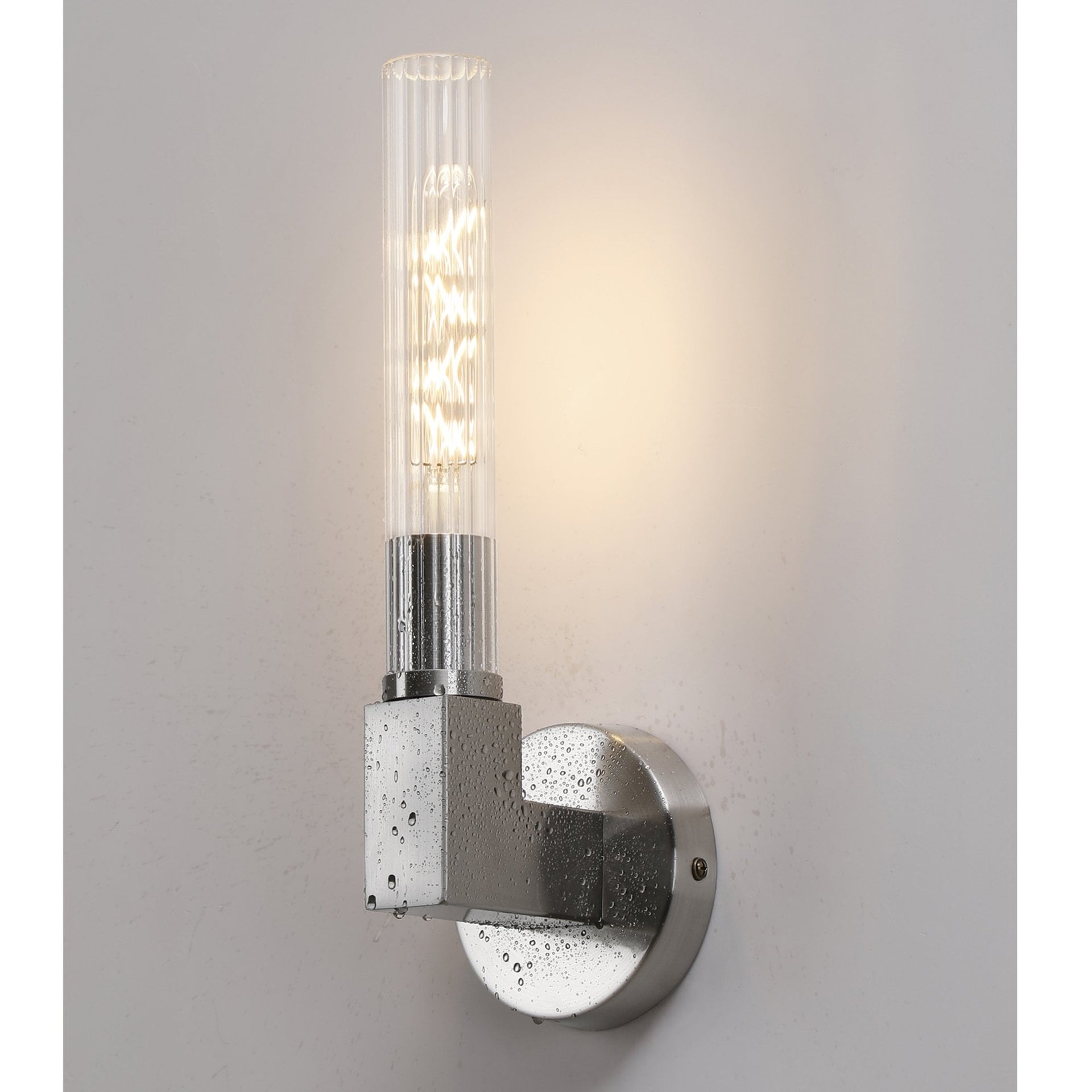 Ashill IP44 Bathroom Wall Light Satin Nickel