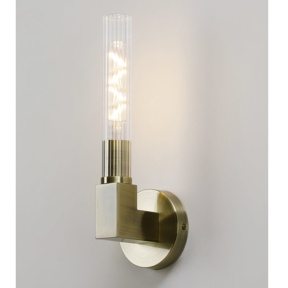 Ashill IP44 Bathroom Wall Light in Antique Brass