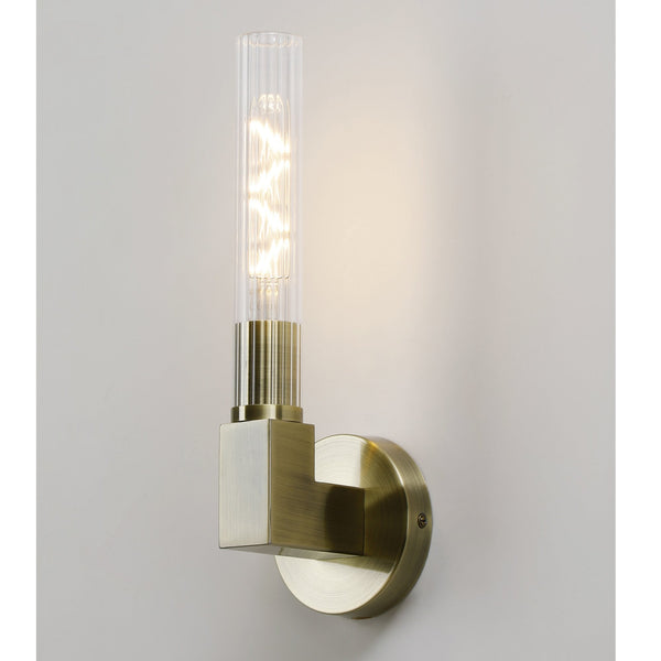Ashill IP44 Bathroom Wall Light in Antique Brass