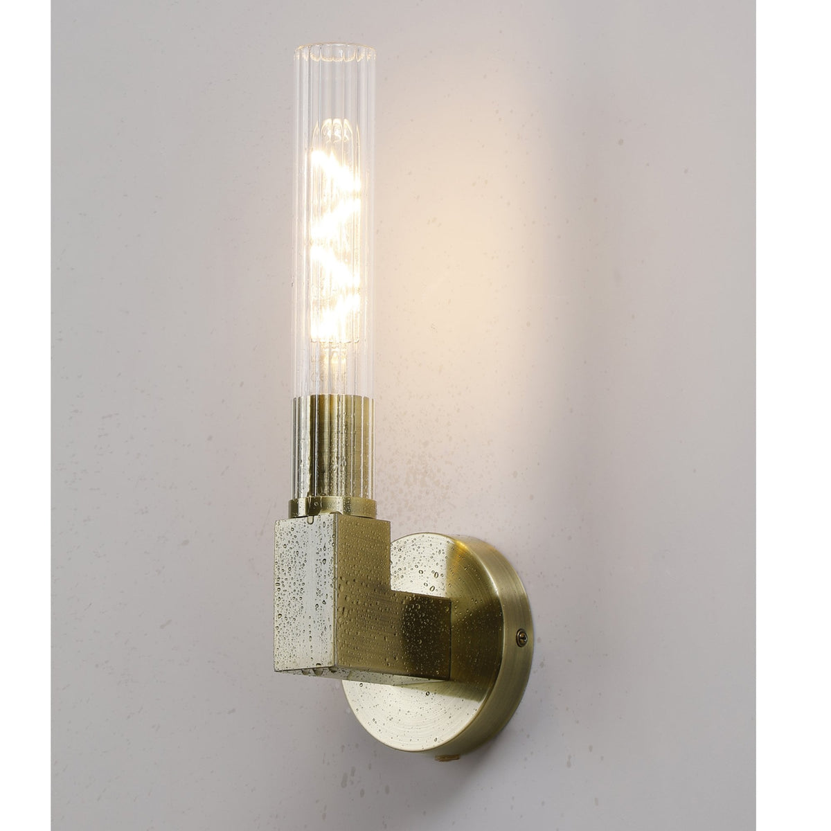 Ashill IP44 Bathroom Wall Light in Antique Brass