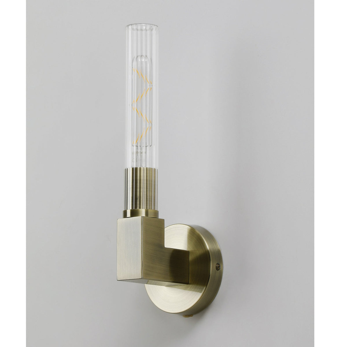 Ashill IP44 Bathroom Wall Light in Antique Brass