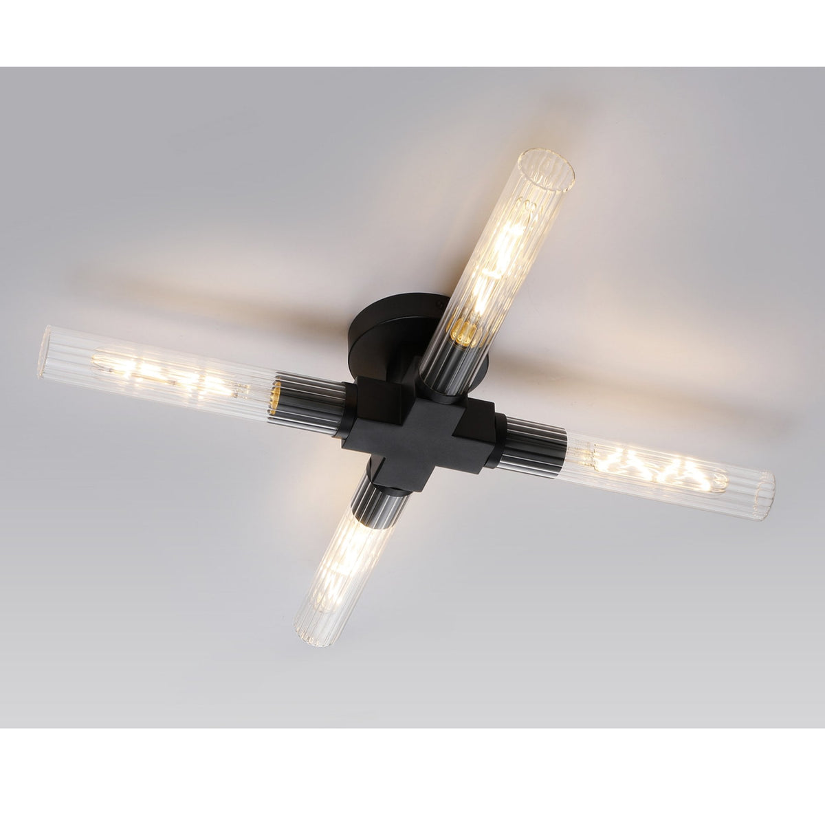 Ashill IP44 4 Lamp Bathroom Ceiling Light in Satin Black