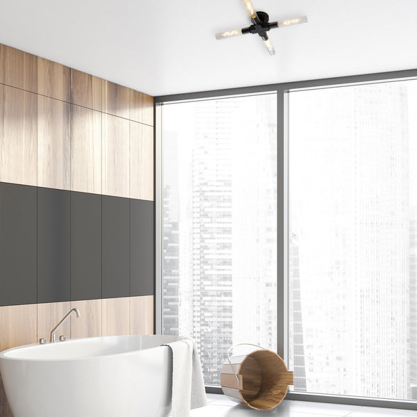 Ashill IP44 4 Lamp Bathroom Ceiling Light in Satin Black