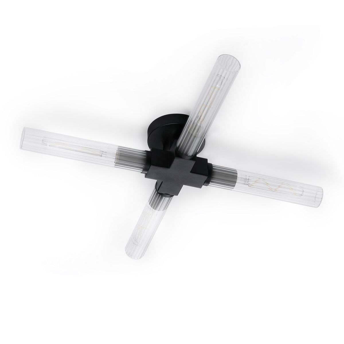 Ashill IP44 4 Lamp Bathroom Ceiling Light in Satin Black