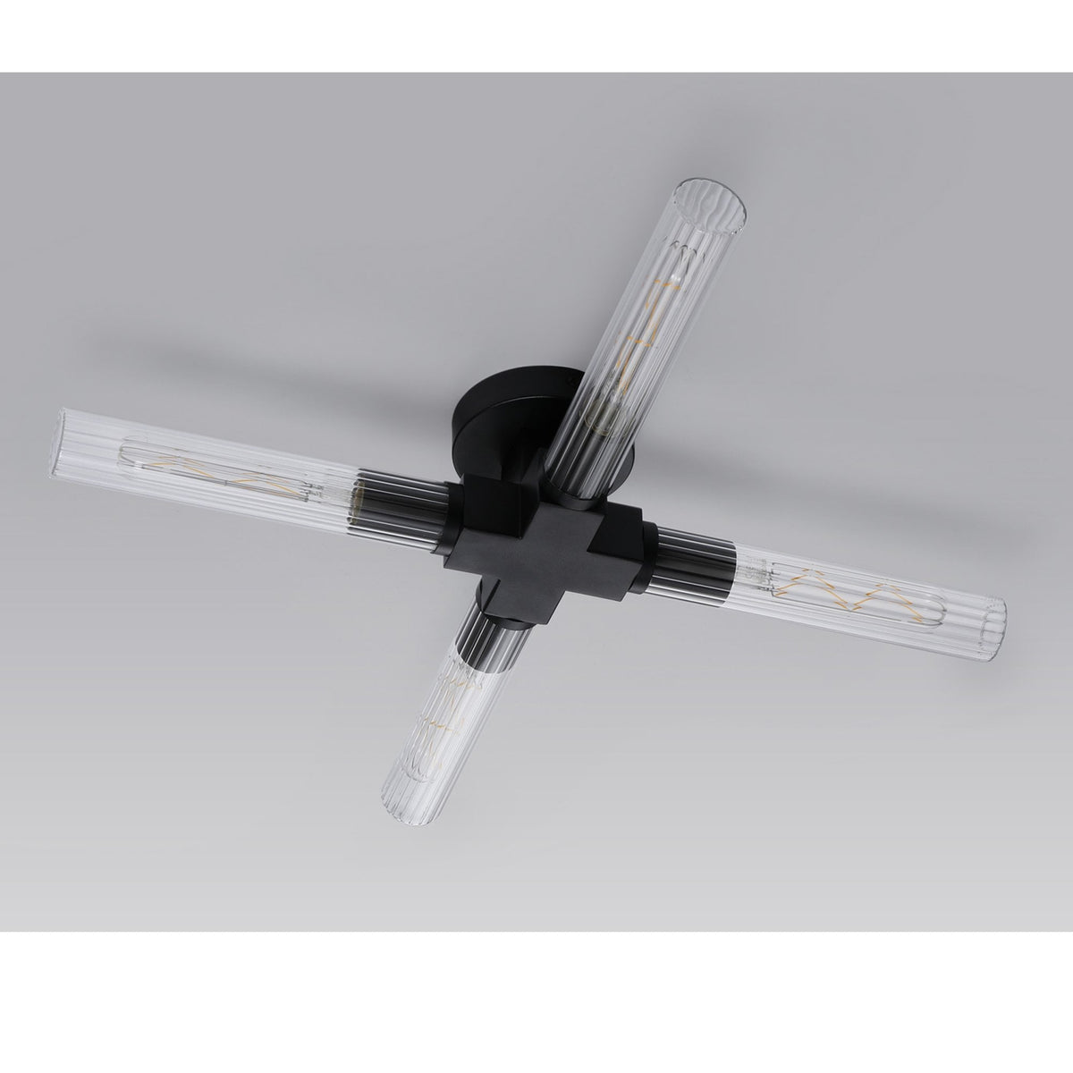 Ashill IP44 4 Lamp Bathroom Ceiling Light in Satin Black