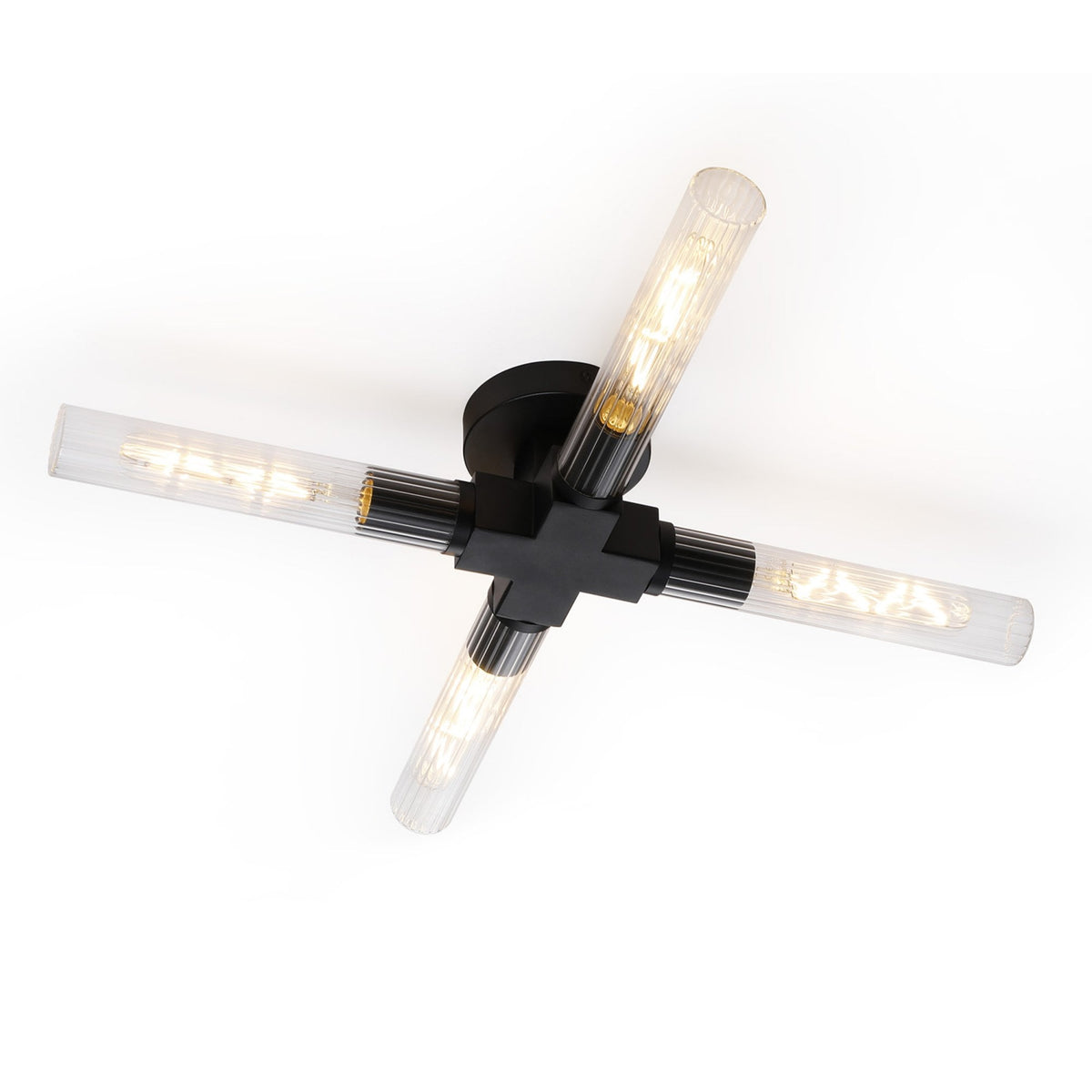 Ashill IP44 4 Lamp Bathroom Ceiling Light in Satin Black