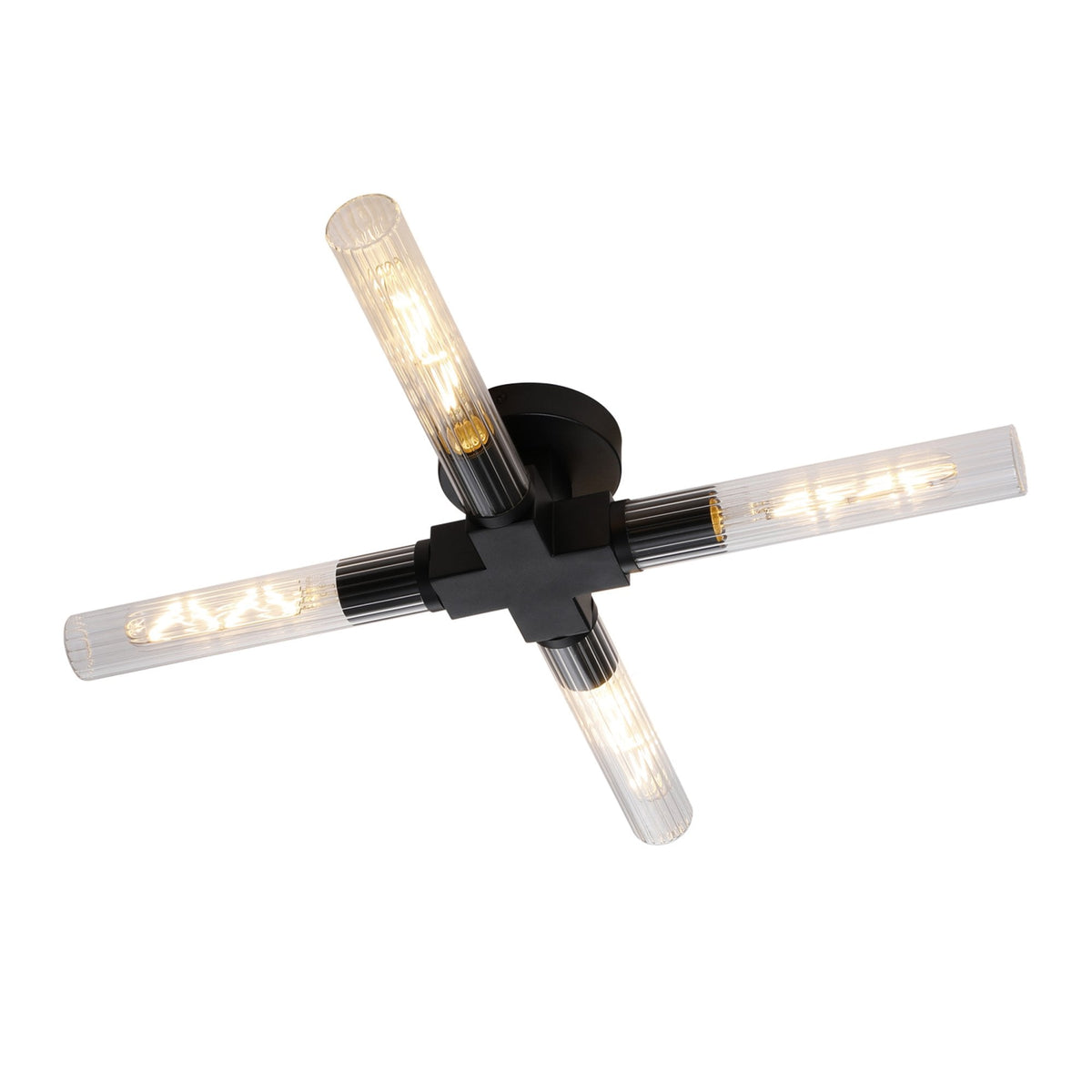 Ashill IP44 4 Lamp Bathroom Ceiling Light in Satin Black