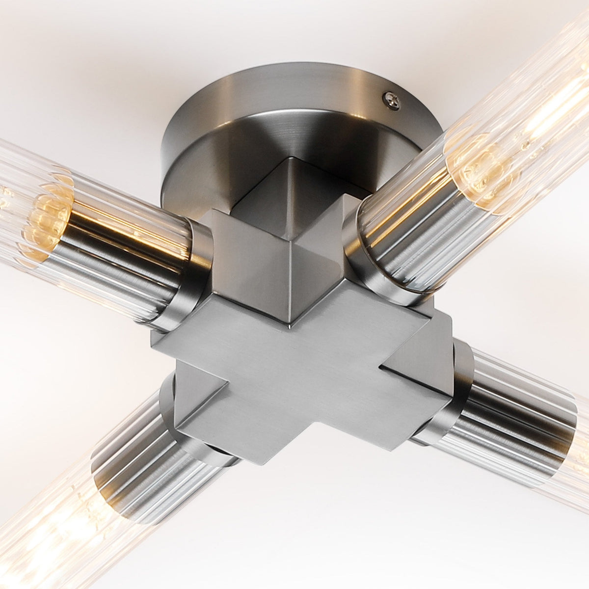 Ashill IP44 4 Lamp Bathroom Ceiling Light in Satin Nickel