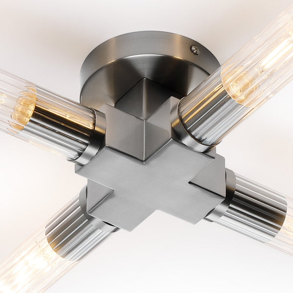 Ashill IP44 4 Lamp Bathroom Ceiling Light in Satin Nickel