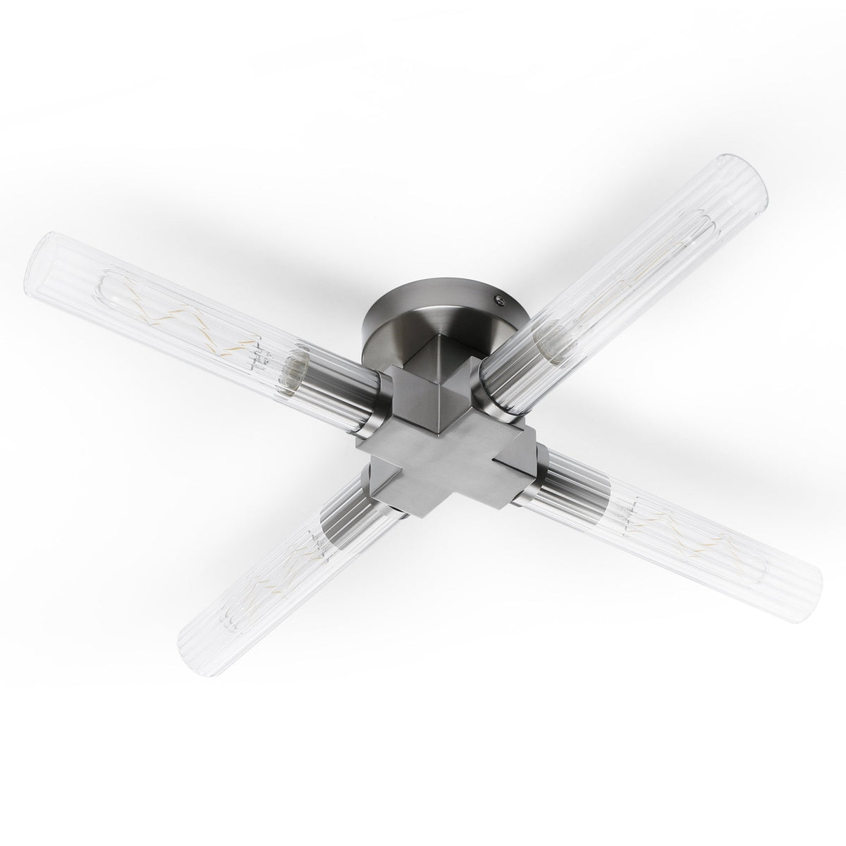 Ashill IP44 4 Lamp Bathroom Ceiling Light in Satin Nickel