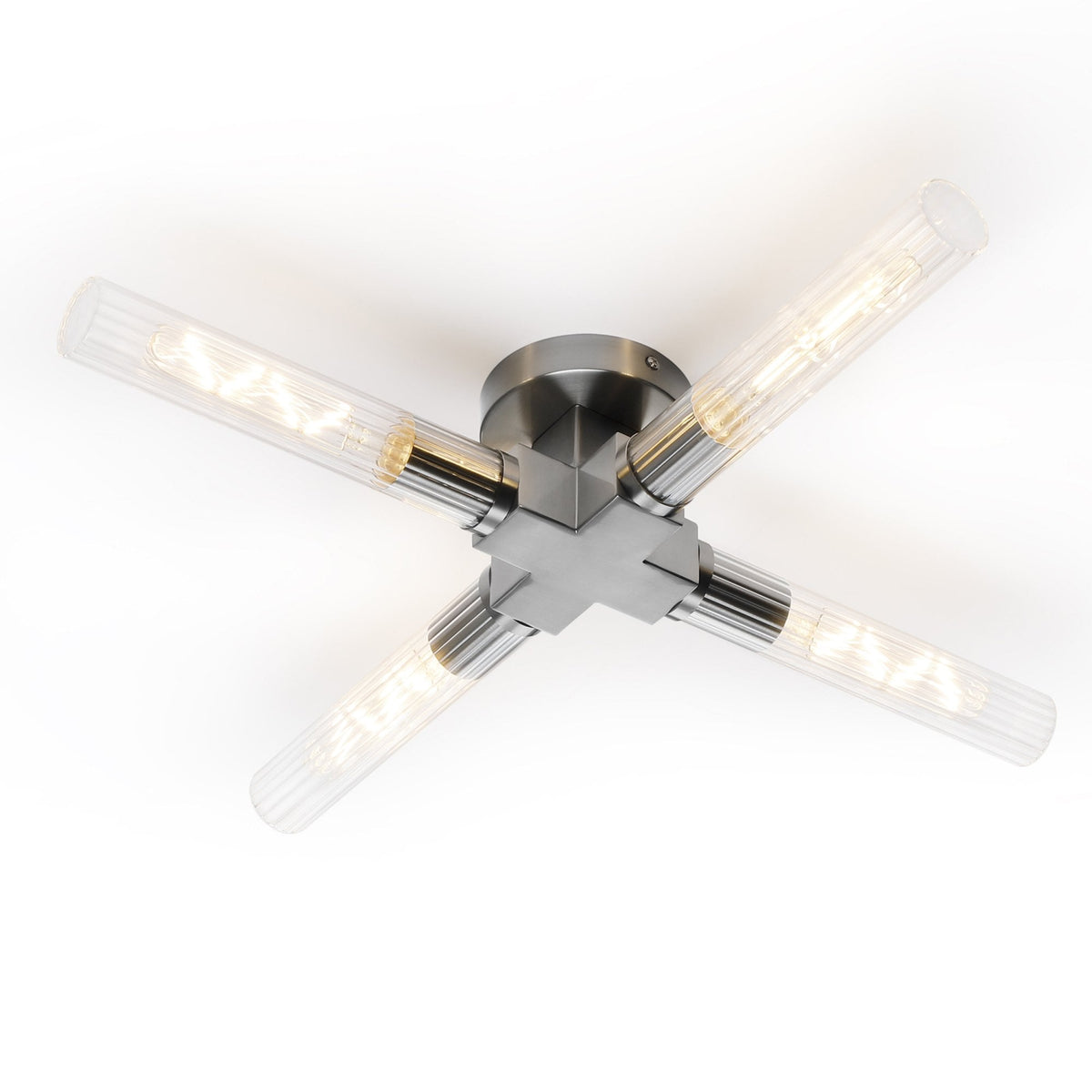 Ashill IP44 4 Lamp Bathroom Ceiling Light in Satin Nickel