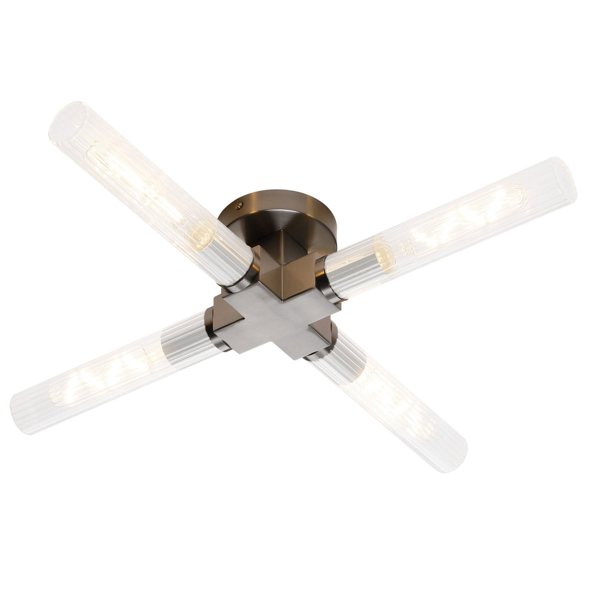 Ashill IP44 4 Lamp Bathroom Ceiling Light in Satin Nickel