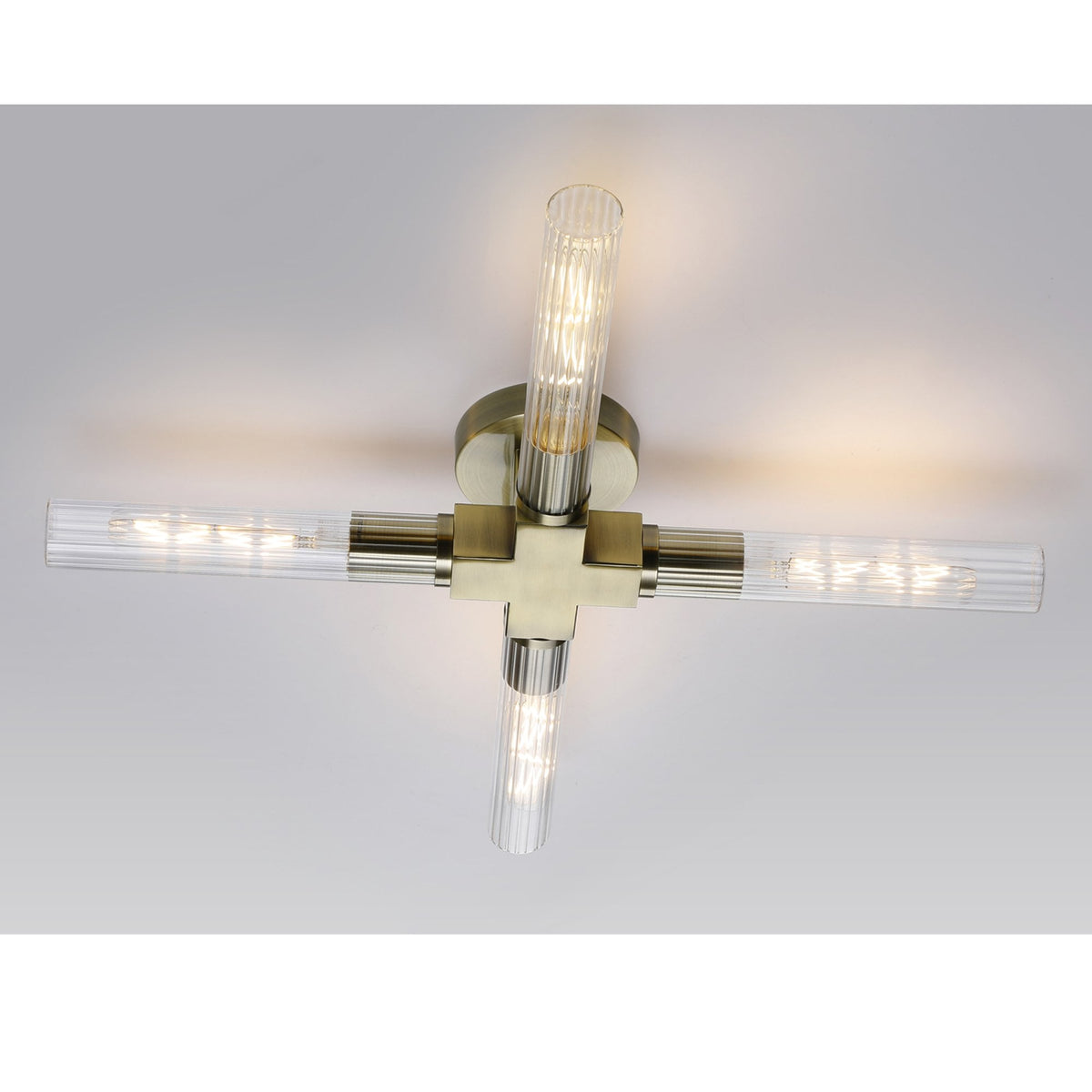 Ashill IP44 4 Lamp Bathroom Ceiling Light in Antique Brass