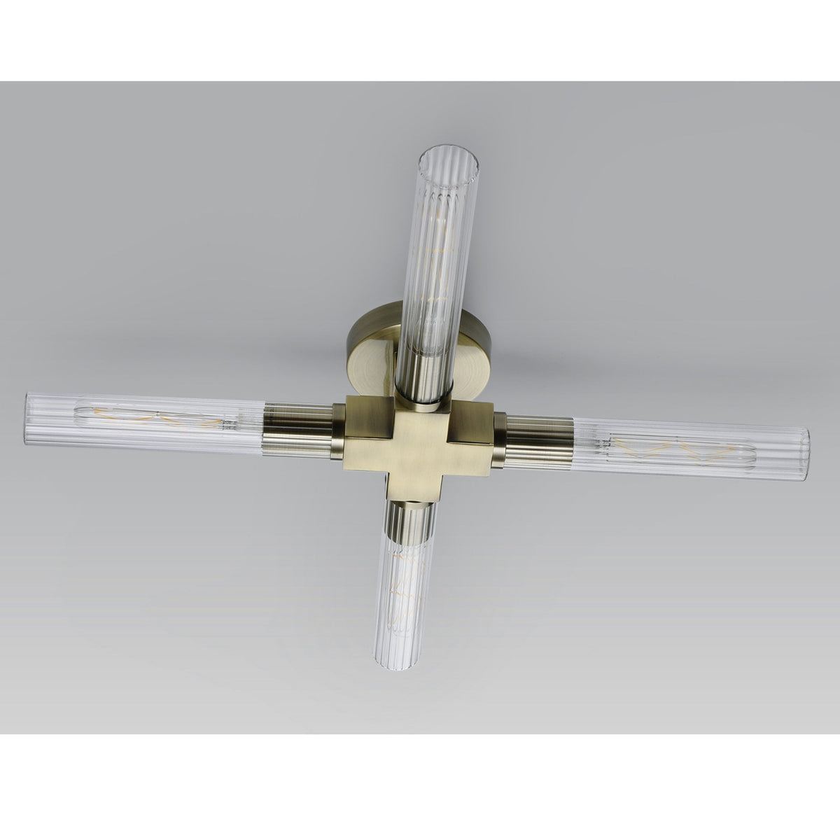 Ashill IP44 4 Lamp Bathroom Ceiling Light in Antique Brass