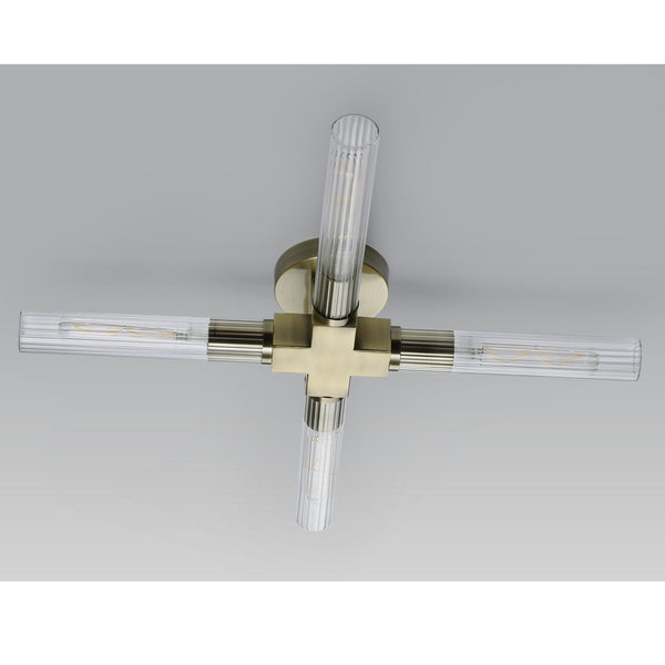 Ashill IP44 4 Lamp Bathroom Ceiling Light in Antique Brass