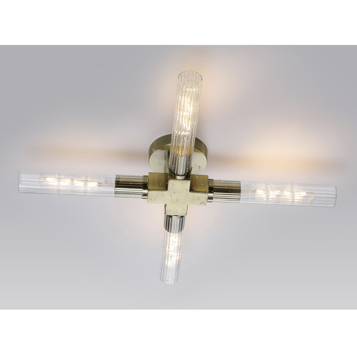 Ashill IP44 4 Lamp Bathroom Ceiling Light in Antique Brass