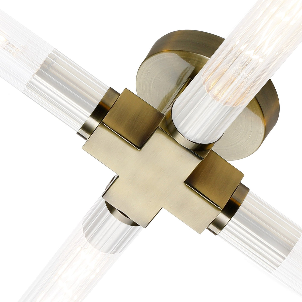 Ashill IP44 4 Lamp Bathroom Ceiling Light in Antique Brass