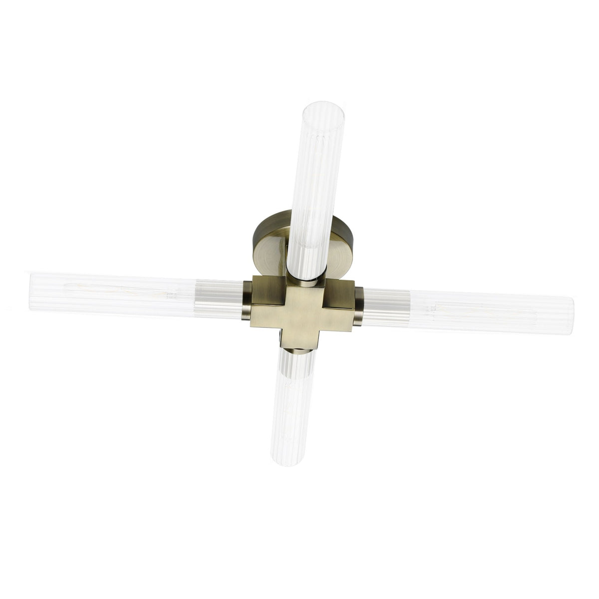 Ashill IP44 4 Lamp Bathroom Ceiling Light in Antique Brass