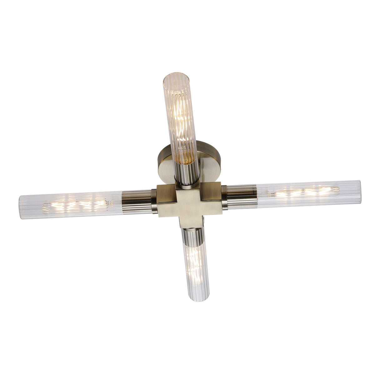 Ashill IP44 4 Lamp Bathroom Ceiling Light in Antique Brass