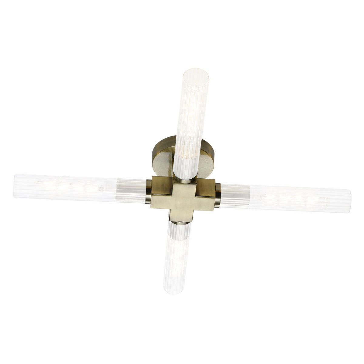 Ashill IP44 4 Lamp Bathroom Ceiling Light in Antique Brass