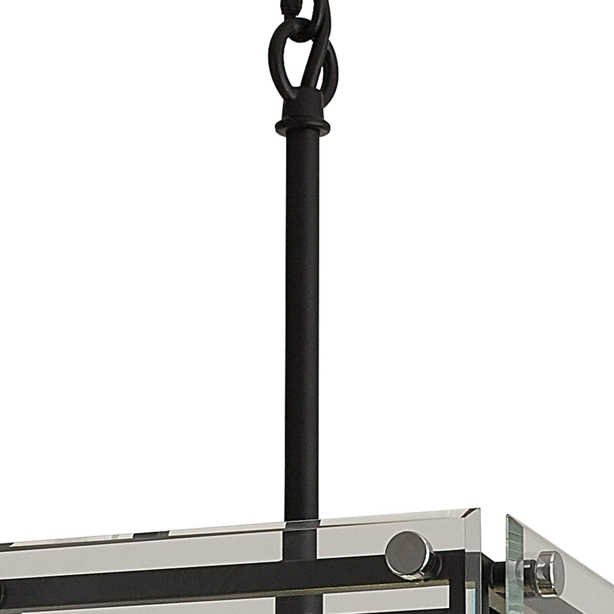 Downes Small Pendant in Matt Black with Chrome Detail & Clear Glass