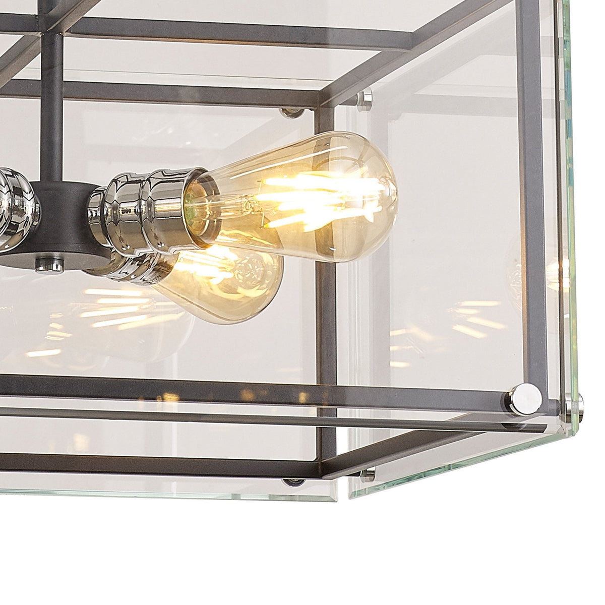 Downes Large Pendant in Matt Black with Chrome Detail & Clear Glass