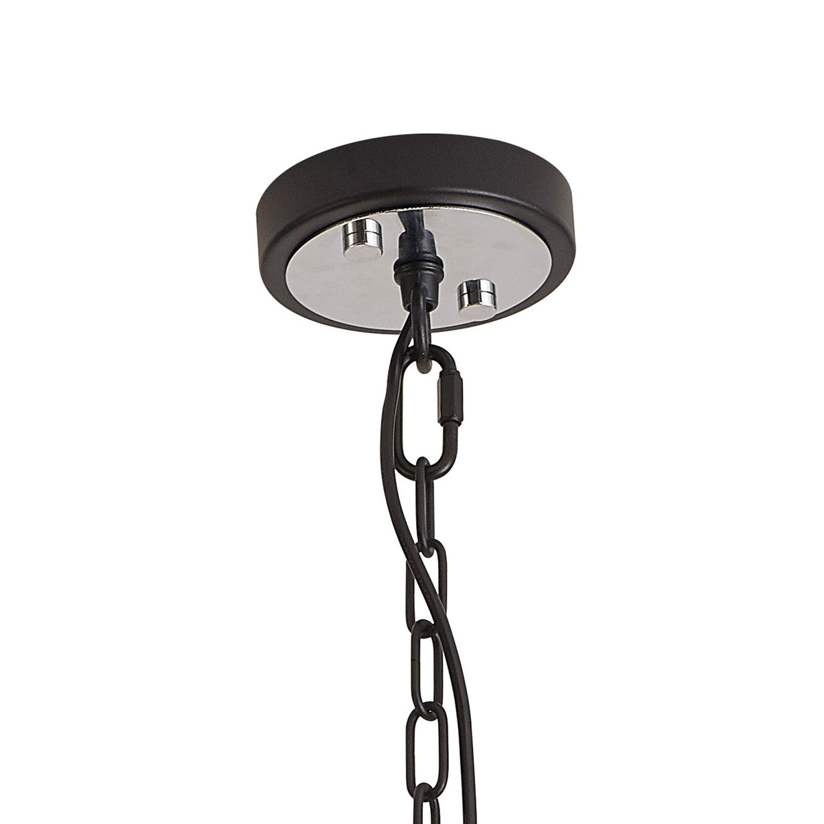 Downes Large Pendant in Matt Black with Chrome Detail & Clear Glass