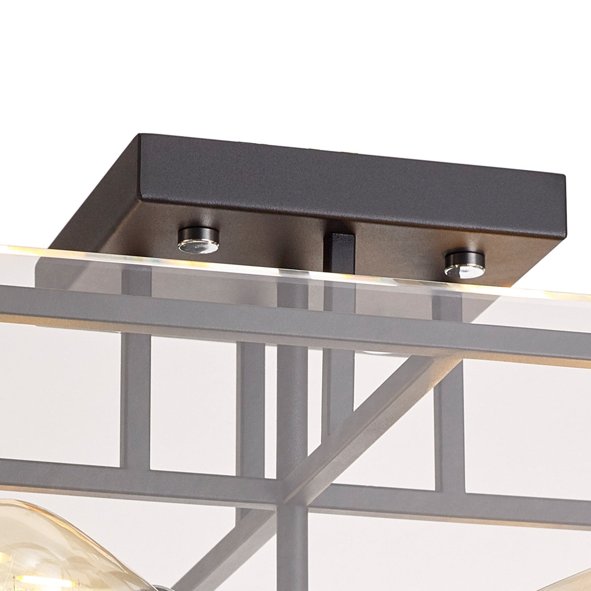 Downes Semi Flush Ceiling Light in Matt Black with Chrome Detail & Clear Glass