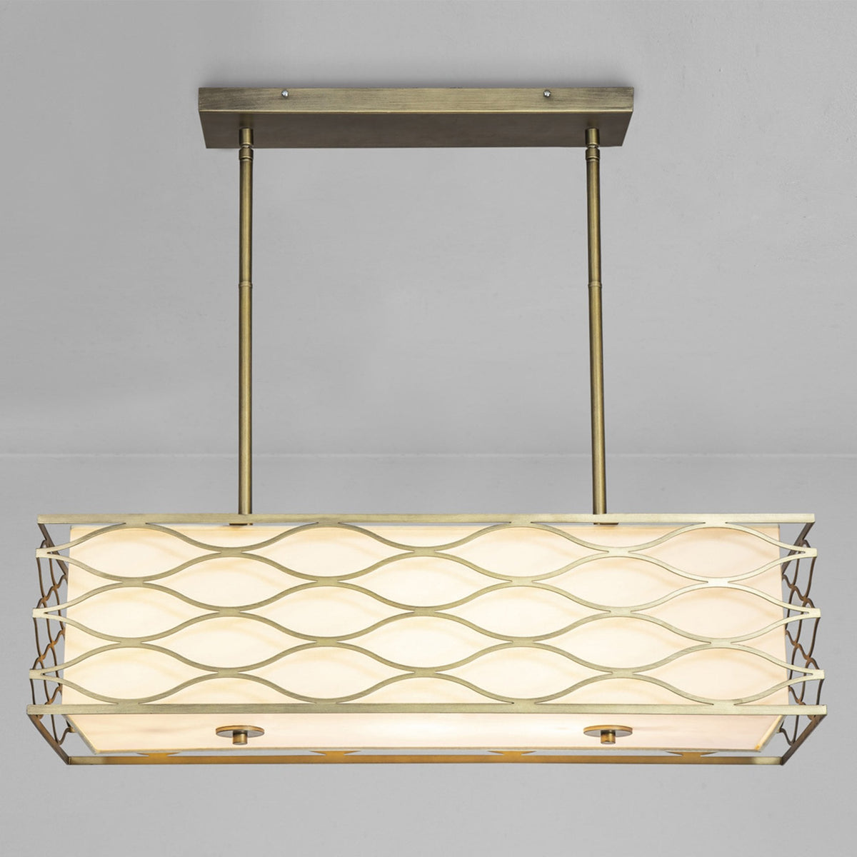 Cotleigh Rectangle Pendant Convertible to Semi Flush Light in Aged Gold